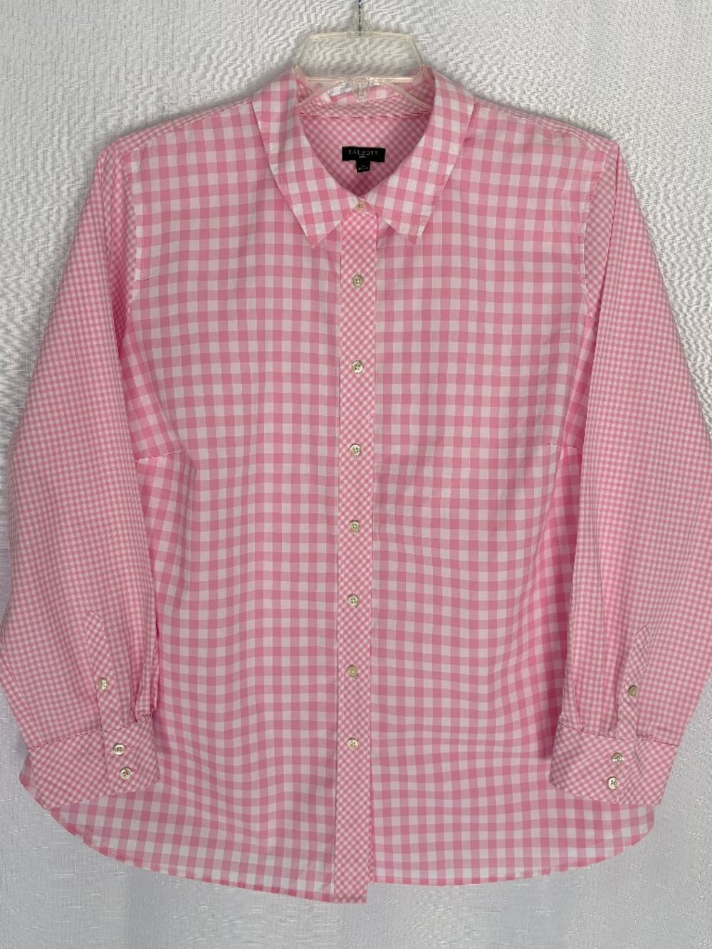 TALBOTS Cotton Gingham Check Long Sleeve Shirt